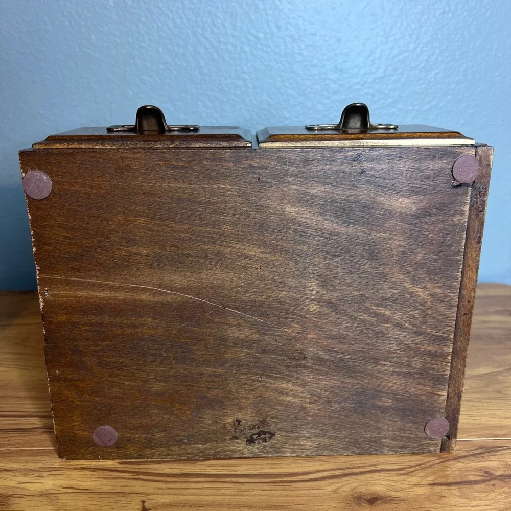 Vintage 2 Drawer Desktop Organizer w/ File Drawers Wooden Library Rustic 10.25